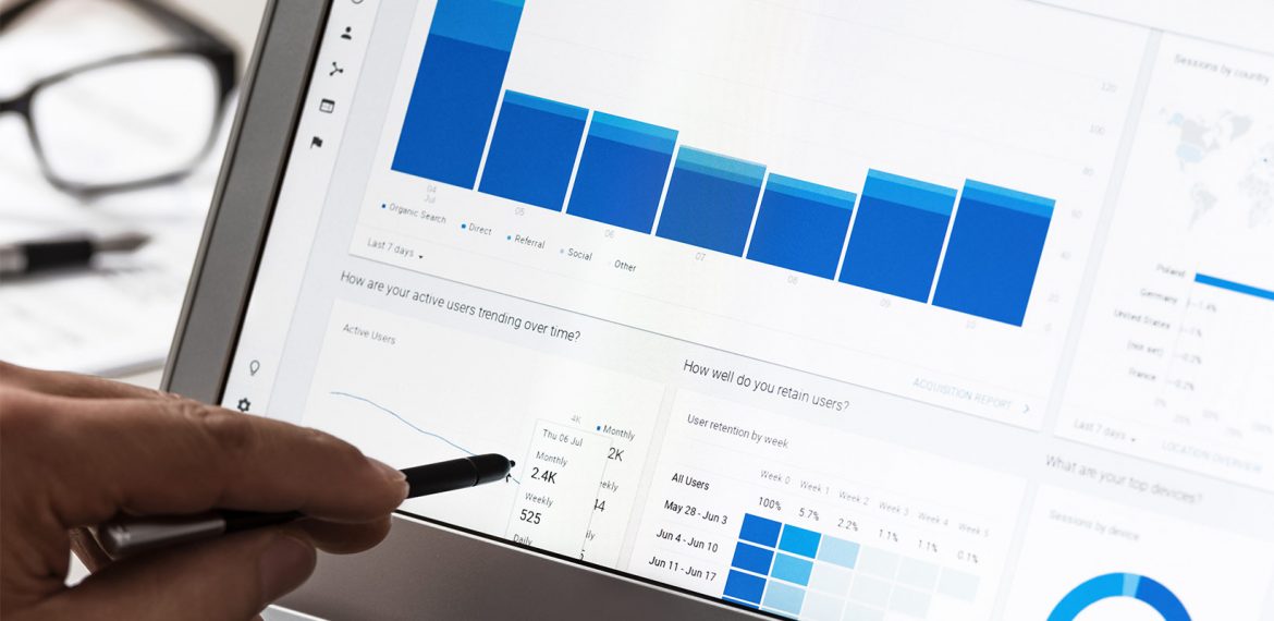 Gráfico com dados de site do Google Analytics